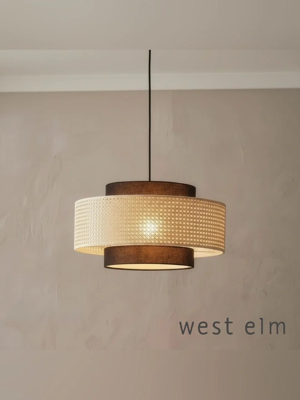 NEW West Elm Boho Rattan Wicker Woven Chandelier Hanging Pendant Light Fixture